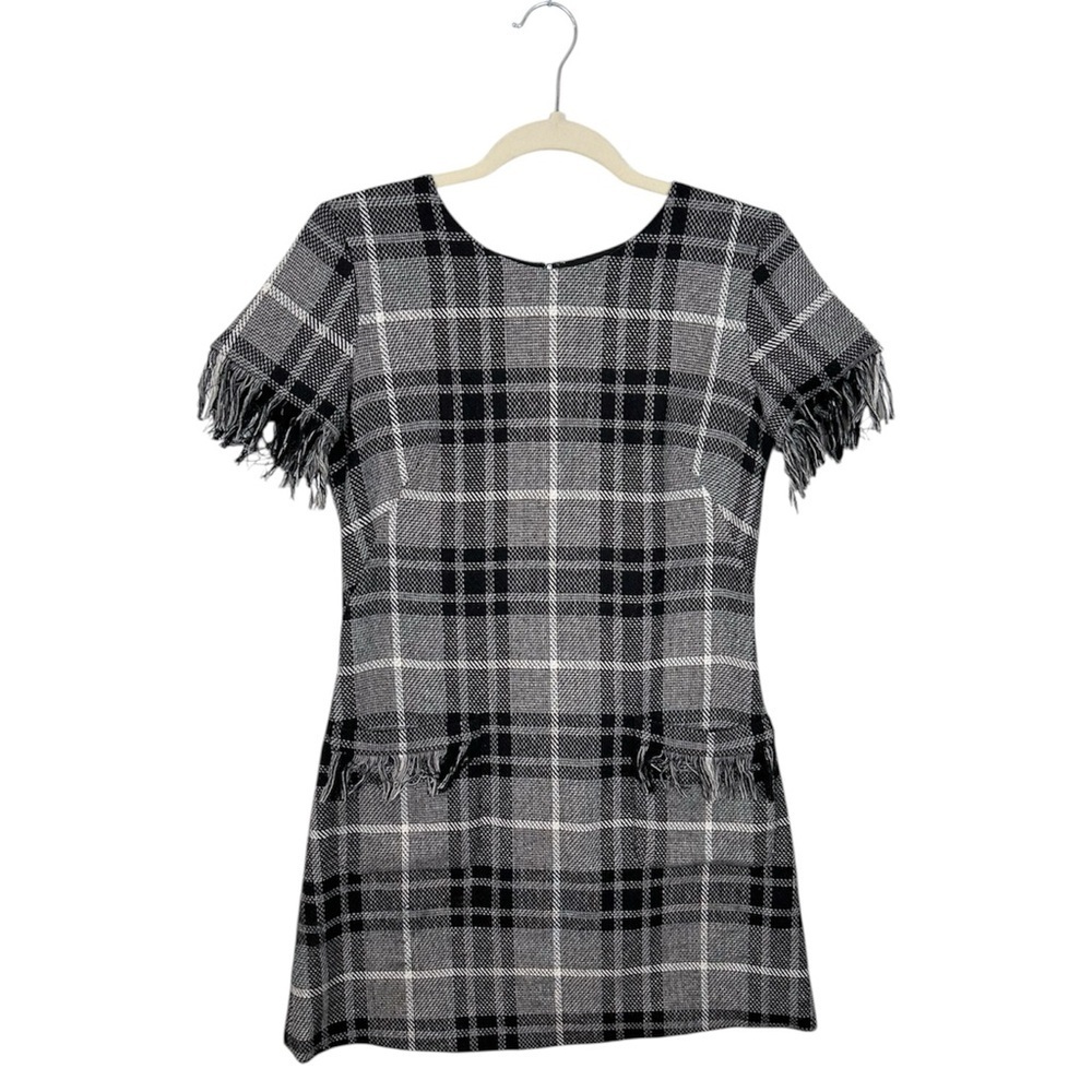 Amanda Uprichard Black and White Plaid Mini Dress